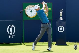 Jordan Spieth hitting driver at the 2017 Open Championship at Royal Birkdale