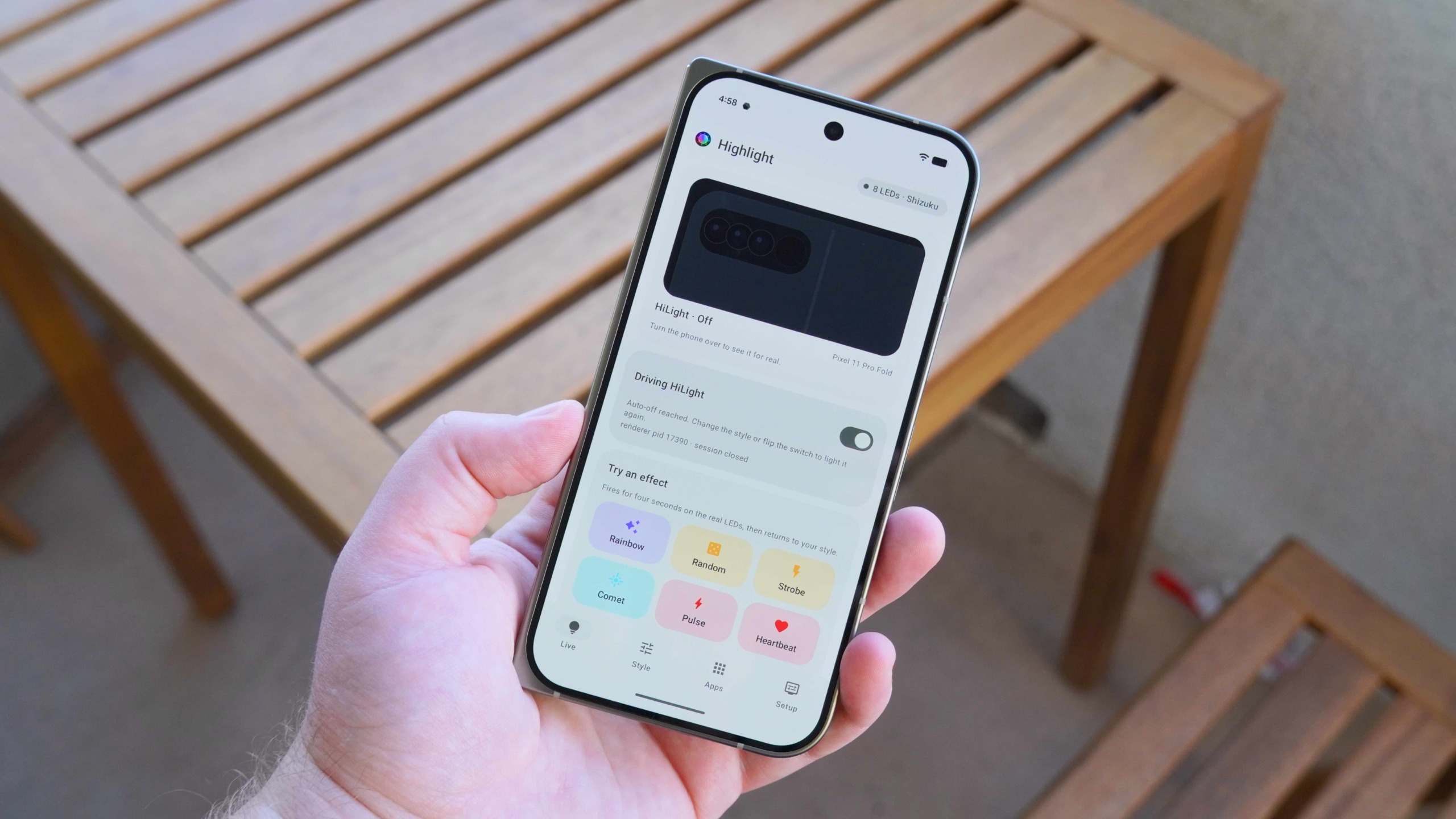 The Pixel 11 Pro Fold running an open-source HiLight Studio app.