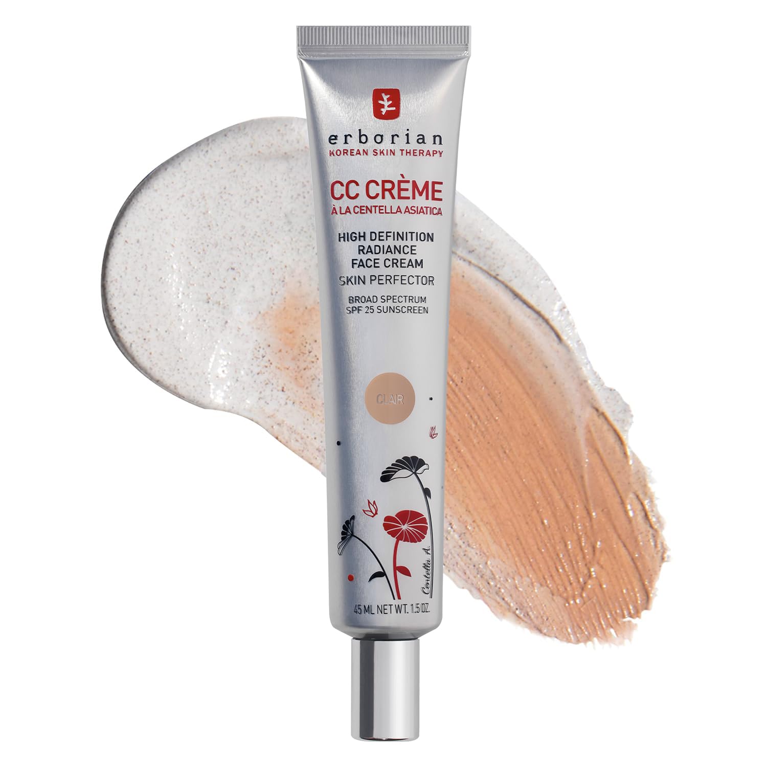 Erborian Color Correcting Cc Cream With Centella Asiatica, Fair (clair) - Light Multi-Purpose Facial Concealer With Illuminating Finish Soothes &amp;amp; Hydrates - Spf Korean Skincare Skin Perfector - 1.5 Oz