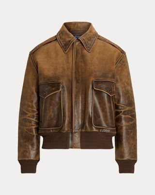 polo ralph lauren, Burnished Leather Bomber Jacket