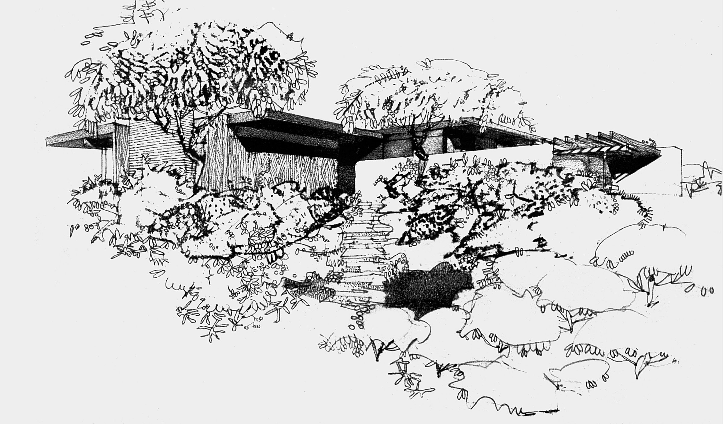 Drawing of Richard Neutra&#039;s Case Study House #20 from Arts and Architecture, November 1947