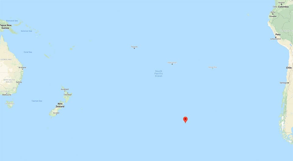 map showing the location of point nemo, the most remote place on earth