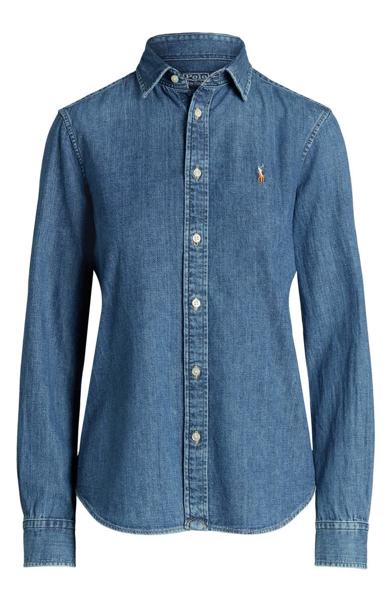 Slim Fit Denim Button-Up Shirt