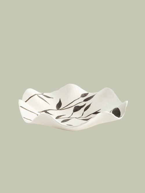 Ceramic Textured Botanical Decorative Bowl