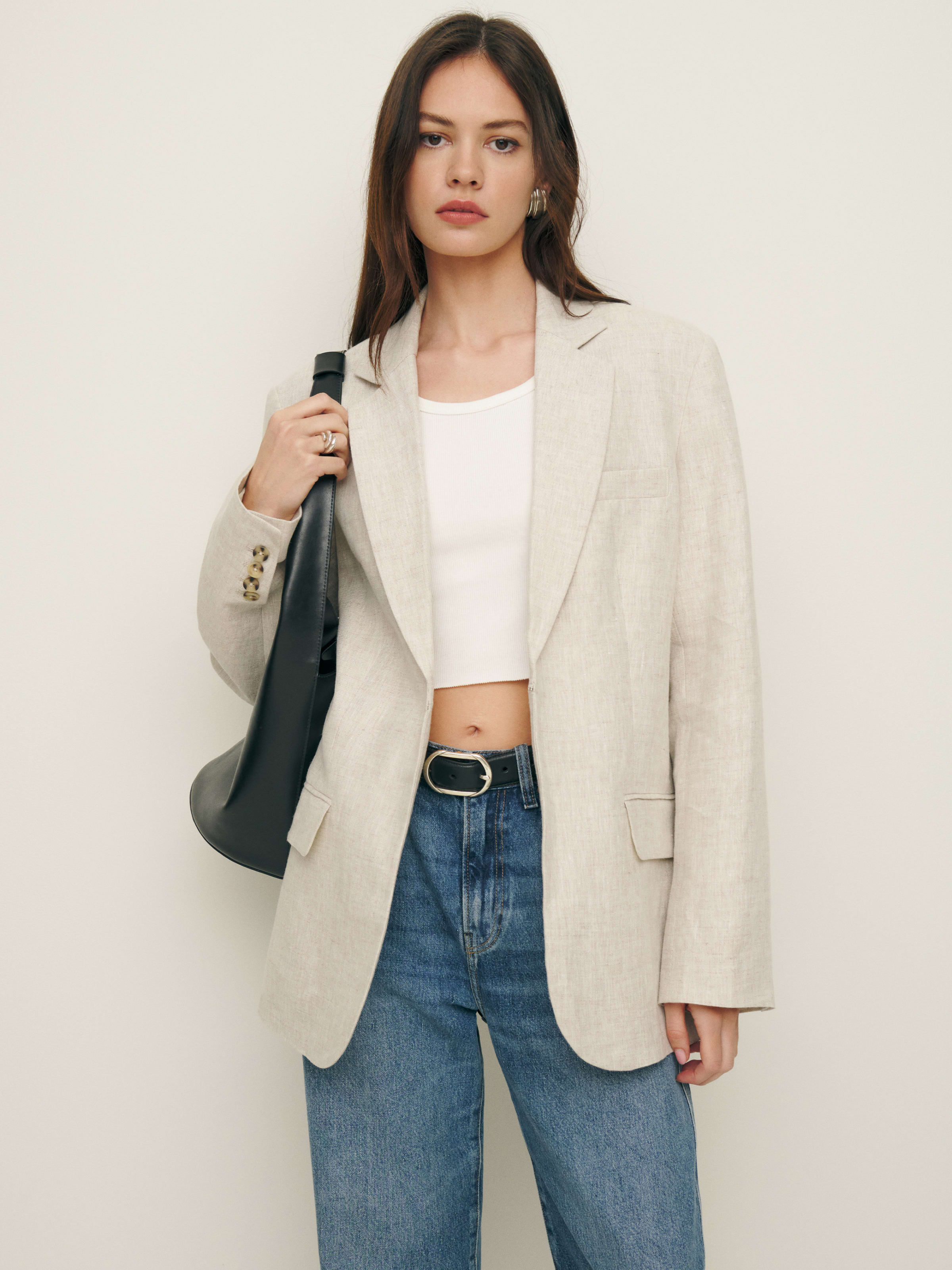 Drew Oversized Linen Blazer