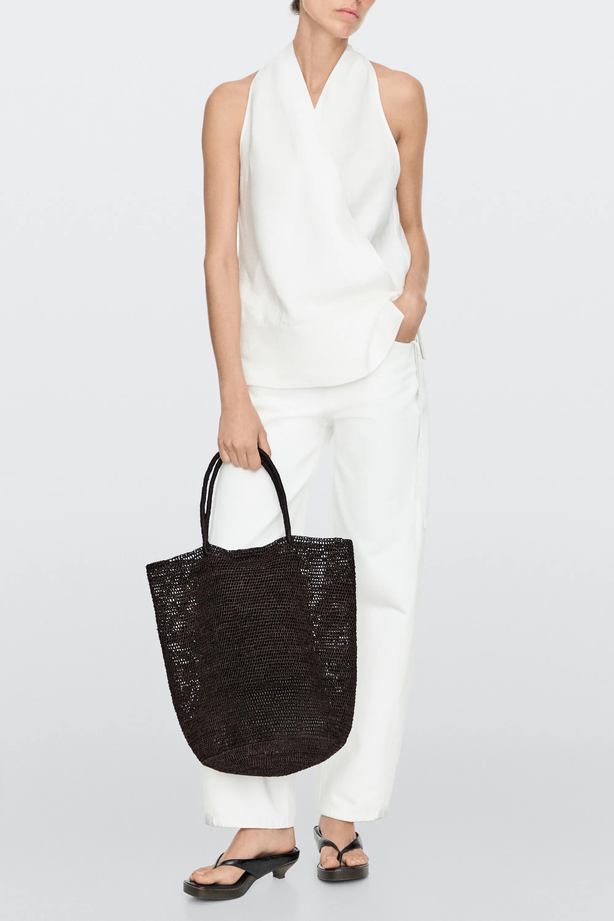 Massimo Dutti, Raffia Bucket Tote Bag
