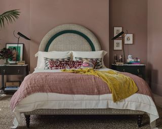 Trove statement headboard in pink bedroom