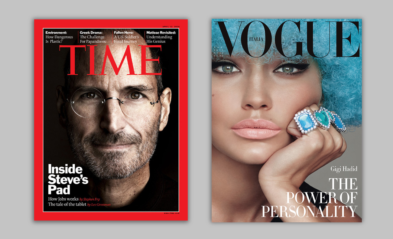 magazine cover: Time and Vogue