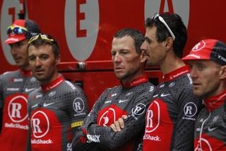 The Radioshack team gets ready for their rest day ride.