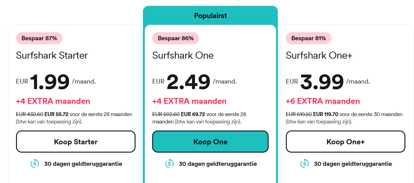 Surfshark prijzen black friday