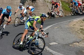 Liquigas' Ivan Basso works for Daniele Bennati at the Milano-Sanremo.