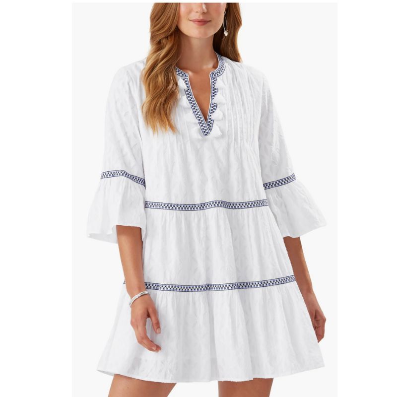 Tommy Bahama, Embroidered Tiered Dress 
