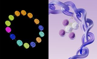 multicoloured and purple charm bracelets side by side