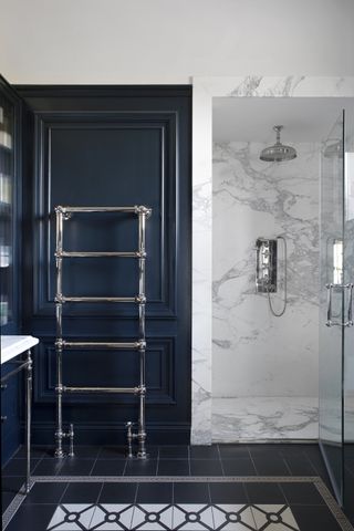 traditional bathroom ideas drummonds towel rail radiator next to marble shower