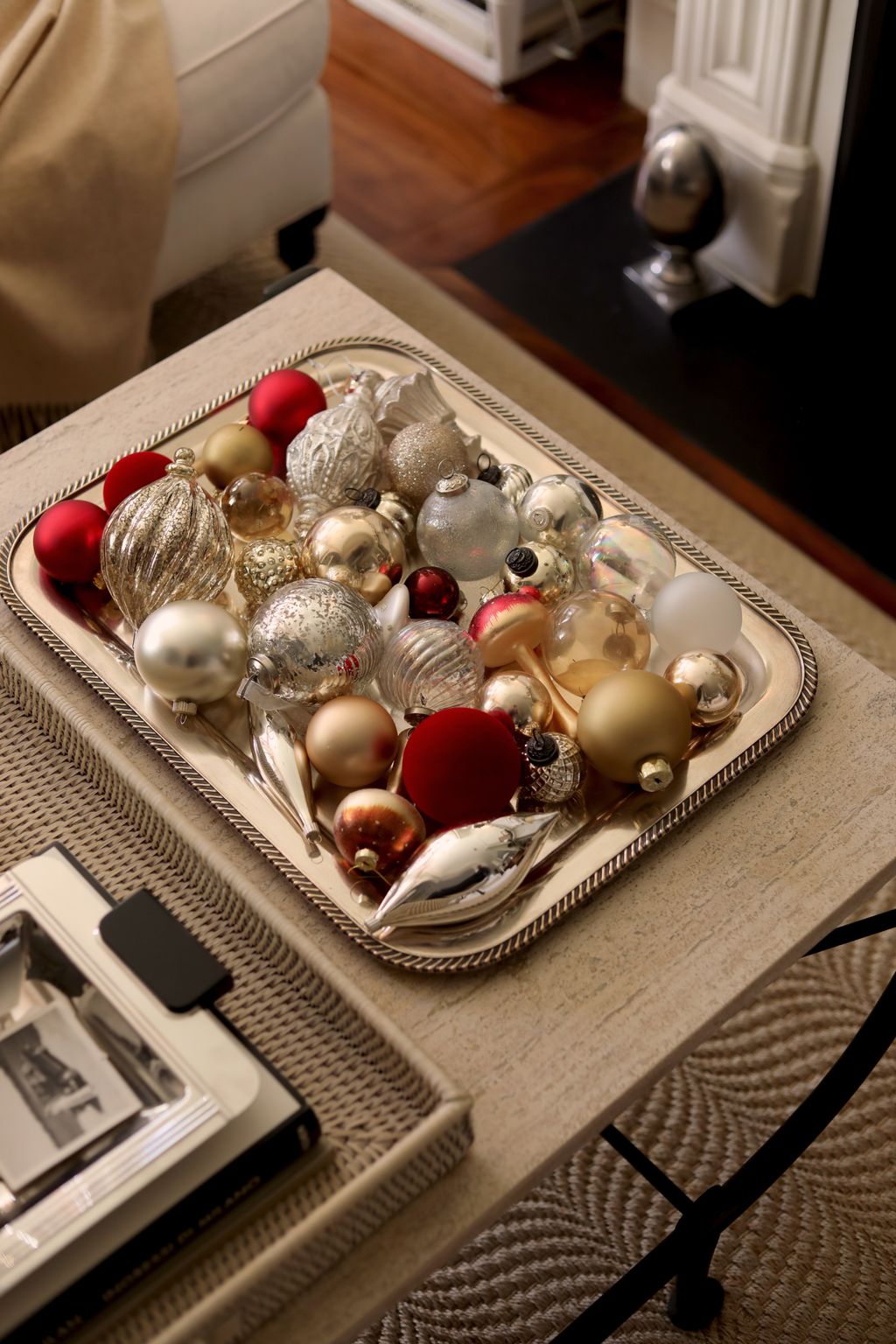 How To Display Christmas Ornaments Without A Tree Livingetc how-to-display-christmas-ornaments-without-a-tree-livingetc