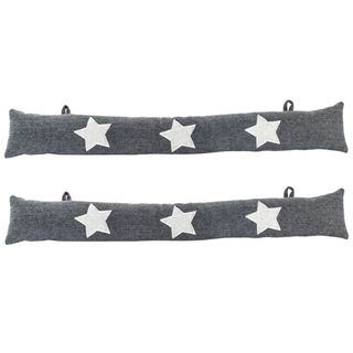 pair of grey draught excluder with white star pattern