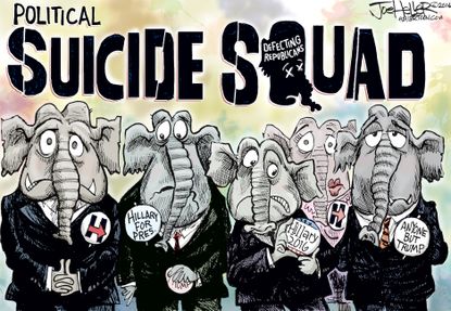 Political cartoon U.S. Defecting Republicans election 2016