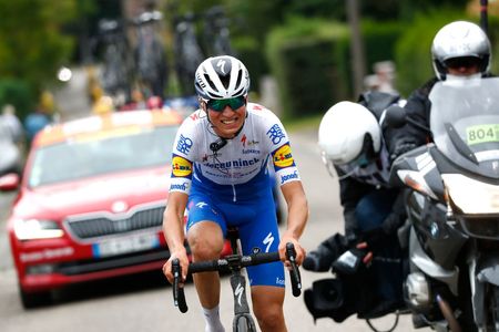 HUY BELGIUM SEPTEMBER 30 Mauri Vansevenant of Belgium and Team Deceuninck QuickStep Breakaway during the 84th La Fleche Wallonne 2020 Men Elite a 202km stage from Herve to Mur de Huy flechewallone FlecheWallone on September 30 2020 in Huy Belgium Photo by Bas CzerwinskiGetty Images