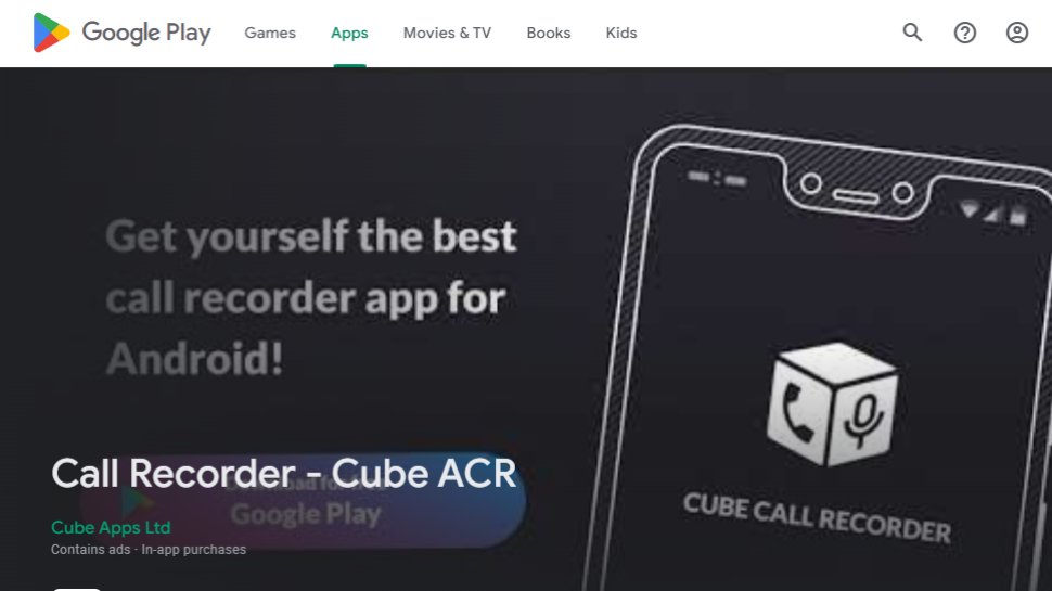 Tangkapan layar situs web untuk Cube Call Recorder