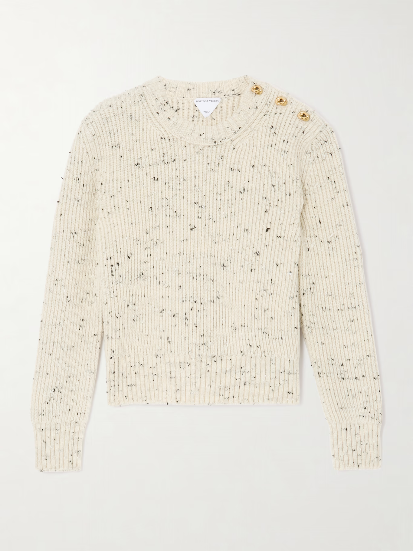 Bottega Veneta, Button-detailed ribbed wool-blend sweater