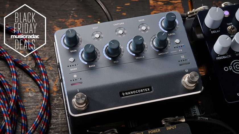 A Neural DSP Nano Cortex amp modeller on a pedalboard