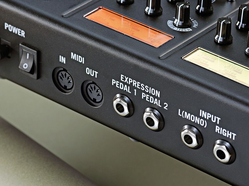 MIDI for external switching, expression pedals for manipulating parameters in real time and full stereo ins and outs too
