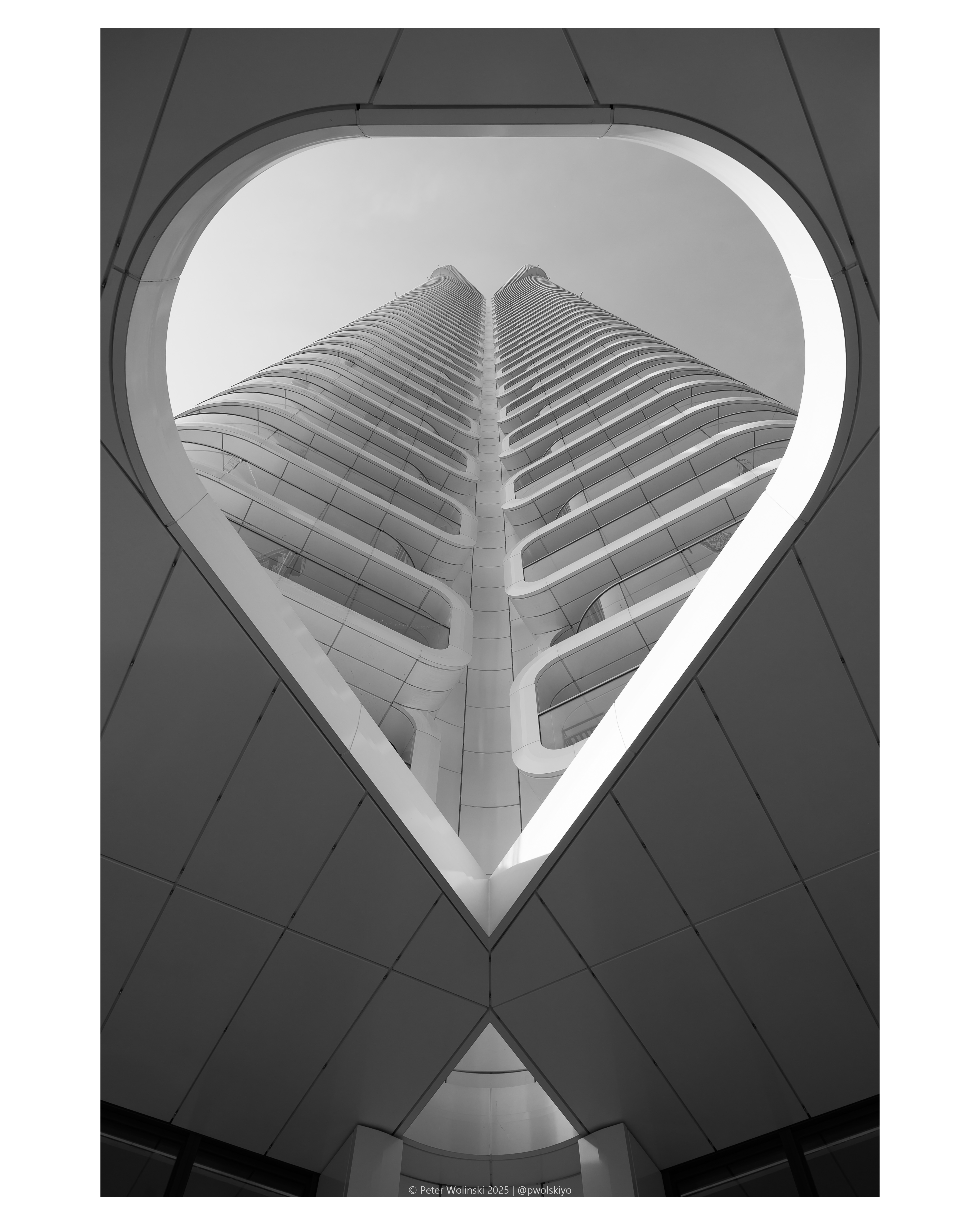 A building, photographed in black and white