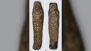 The male (left) and female (right) mummies first found in Saqqara, Egypt in 1615.