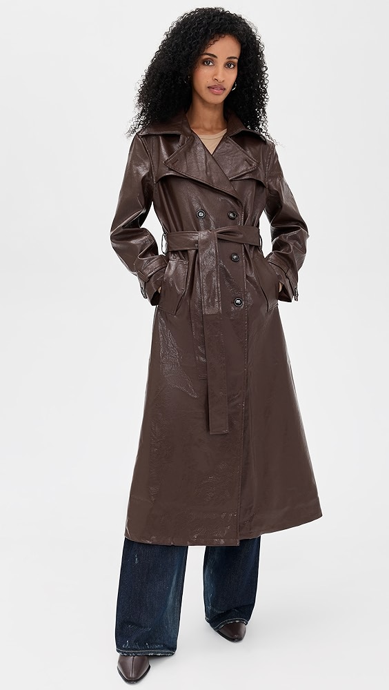 Madison the Label Hutson Faux Leather Trench Coat