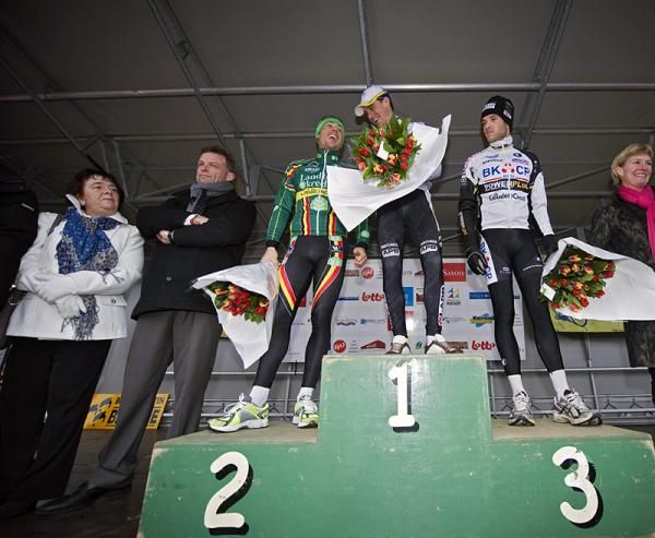 Elite men's podium (l-r): Sven Nys, Zdenek Stybar and Niels Albert.