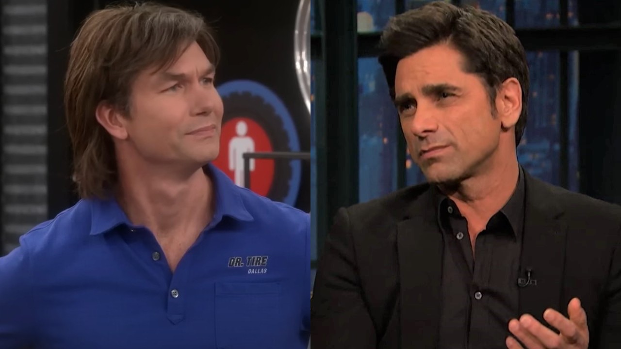 Georgie Cooper (Jerry O'Connell) appears on The Big Bang Theory, while John Stamos appears on Late Night with Seth Meyers.