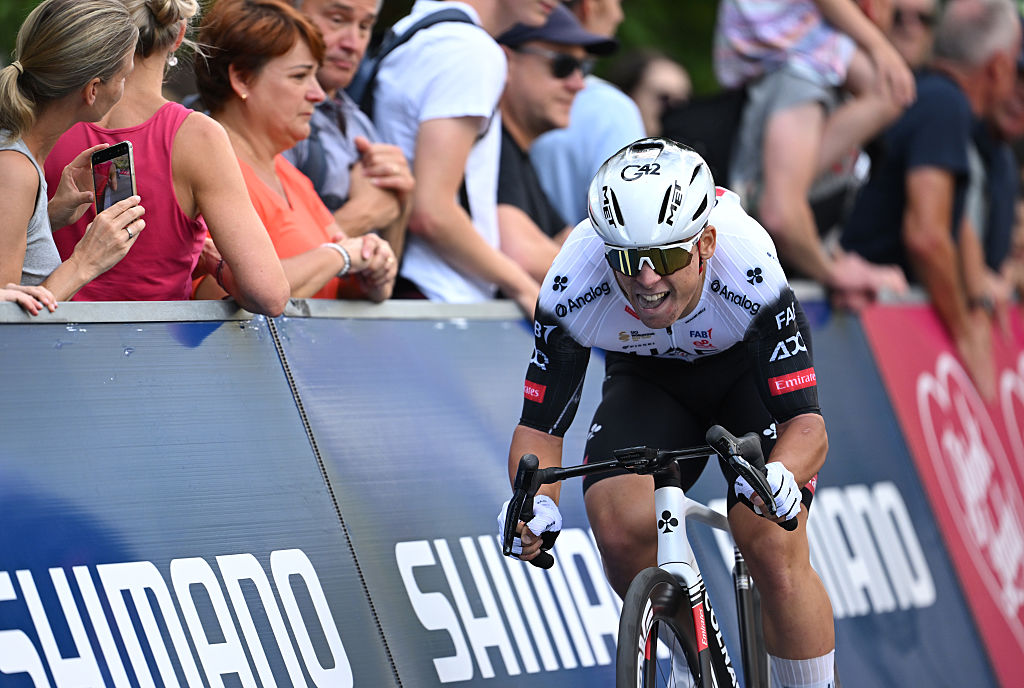 Davide Stella (UAE Team Emirates - Gen Z) during the Deutschland Tour 2025. (Photo by Christian Kaspar-Bartke/Getty Images)