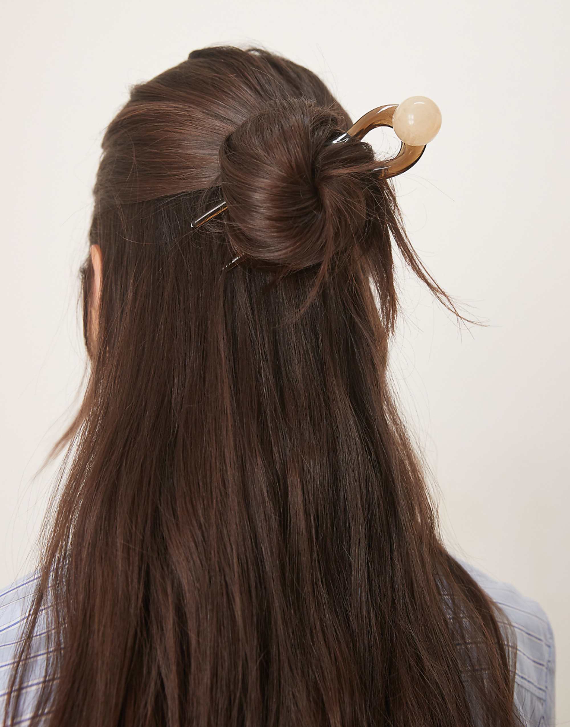 Designb London Resin French Hair Pin in Dark Brown