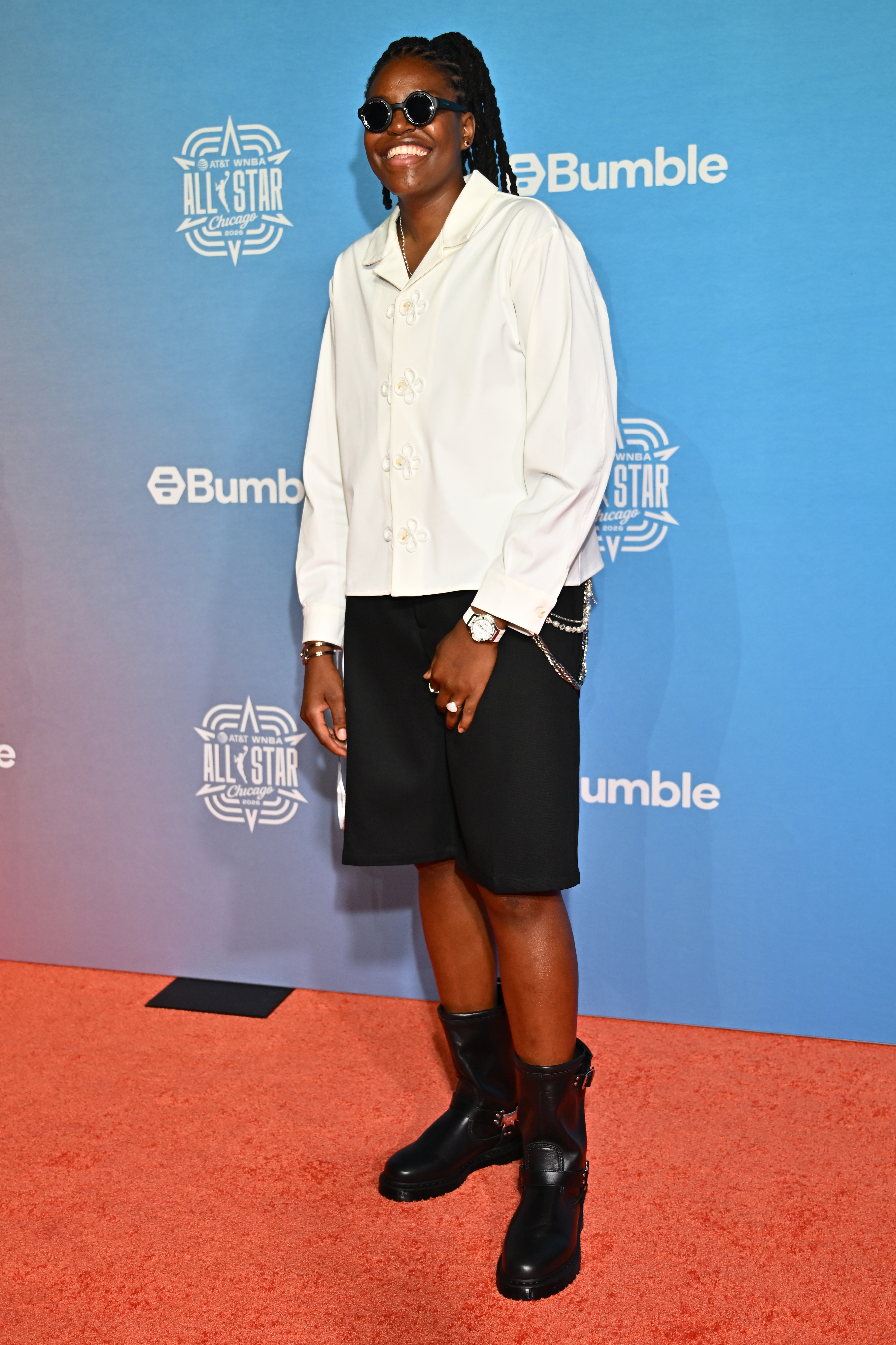 Jonquel Jones's red carpet look at the 2026 WNBA All-Star Weekend