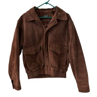 Adventure Bound Vintage Brown Suede Leather Bomber Zip Jacket