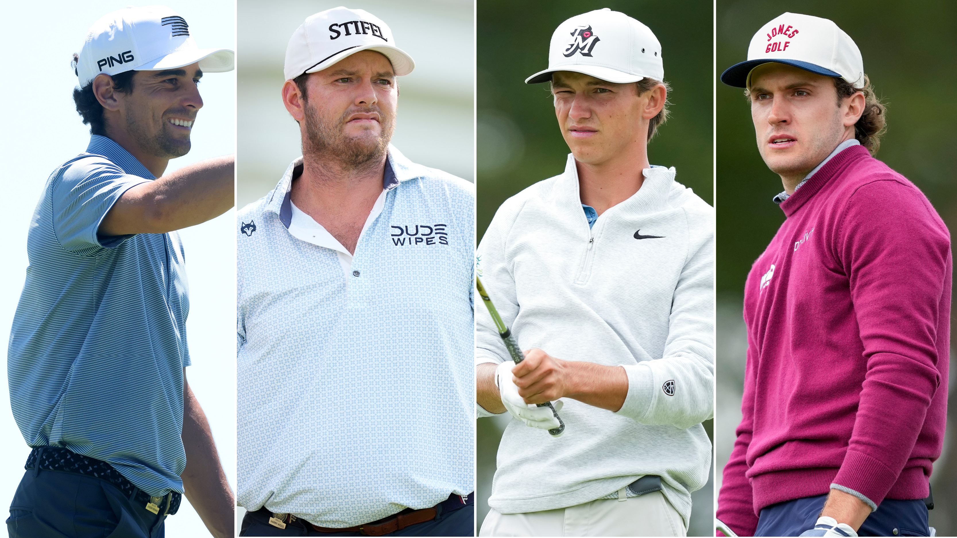 Four golfers in a grid system