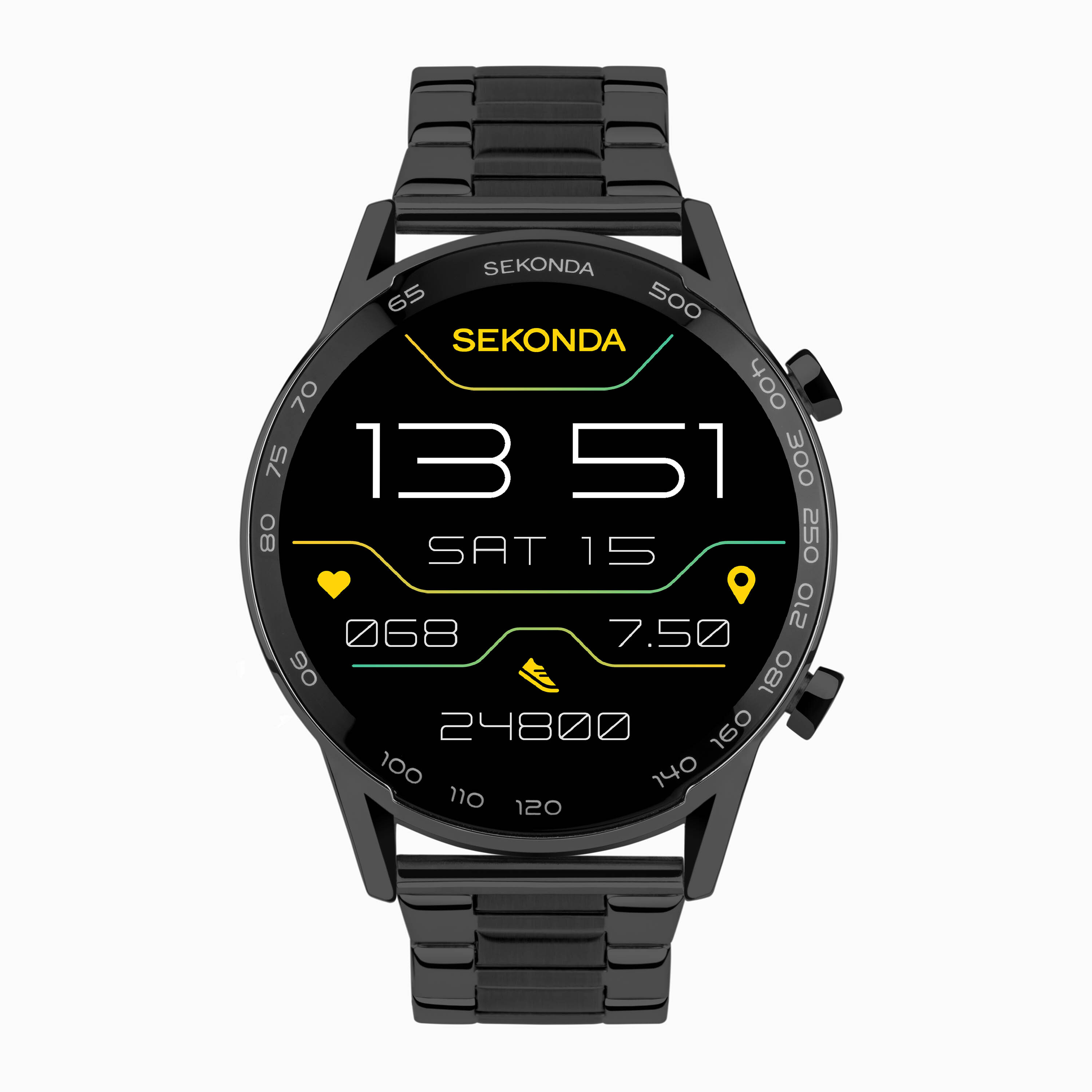 Sekonda Active Plus Smart Watch | Black Alloy Case &amp;amp; Stainless Steel Bracelet | 30226