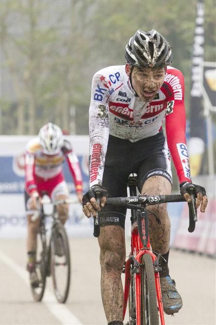 Mathieu van der Poel (Enertherm-BKCP) finishes in 2nd place at the GP Hasselt's U23 race