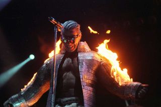 Rammstein burns during the Family Values tour at the Contine