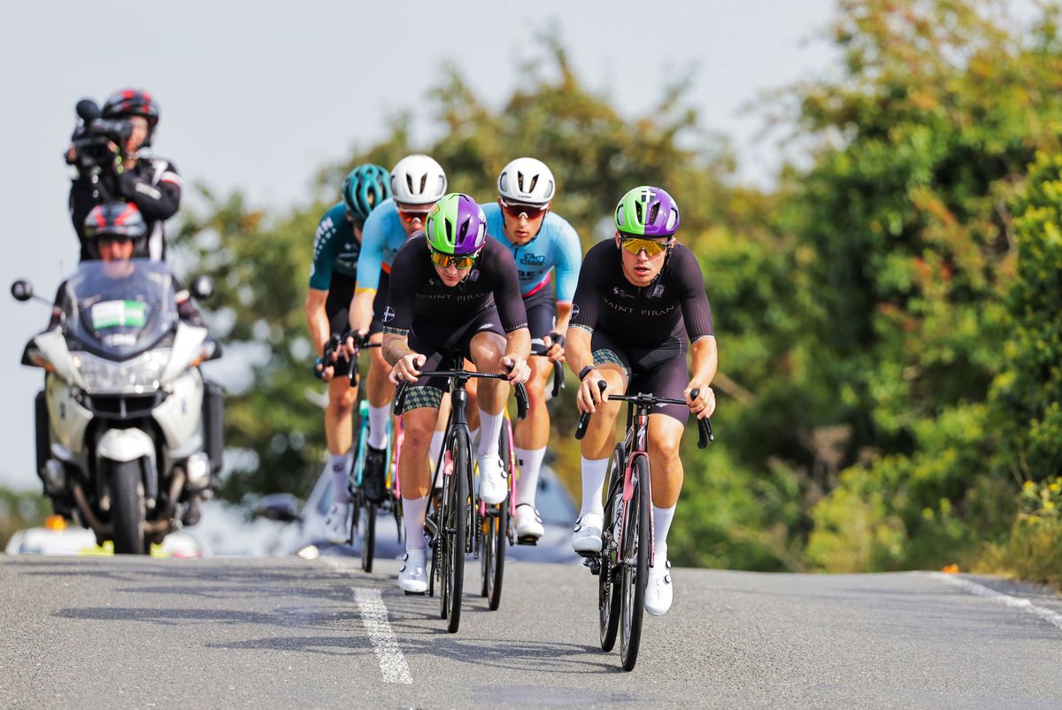 Picture by Alex Whitehead/SWpix.com - 08/09/2023 - Cycling - 2023 Tour of Britain - Stage 6: Southend-on-Sea to Harlow (146.2km) - Jack Rootkin-Gray of Team Saint Piran, William Tidball of Team Saint Piran in the breakaway