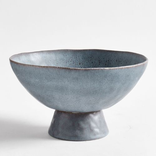 Blue pedestal fruit bowl