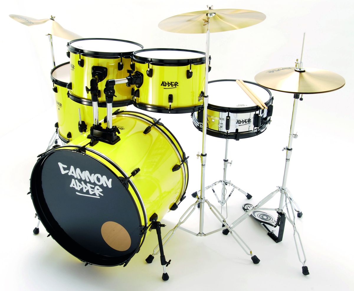 The kit comes complete with a 16" crash, 18" ride and 14" hi-hats