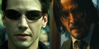 Keanu Reeves as Neo in The Matrix and as John Wick