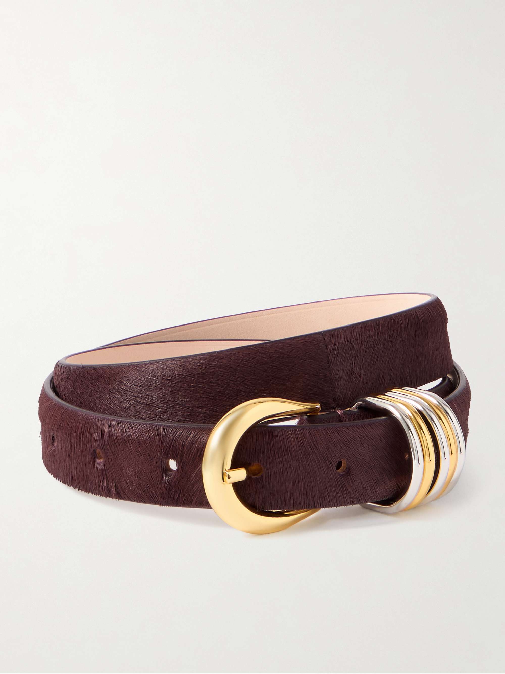 Hollyhock Embellished Calf Hair Belt