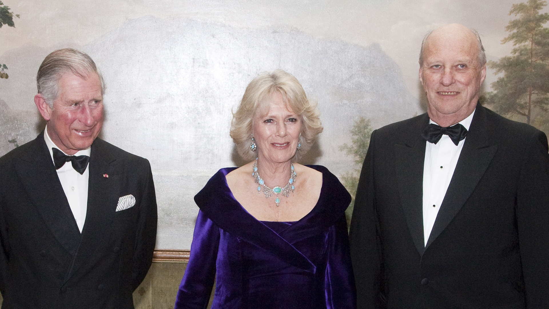 King Charles, And Queen Camilla, And King Harald Attending An Official Dinner At The Royal Palace In Oslo in 2012