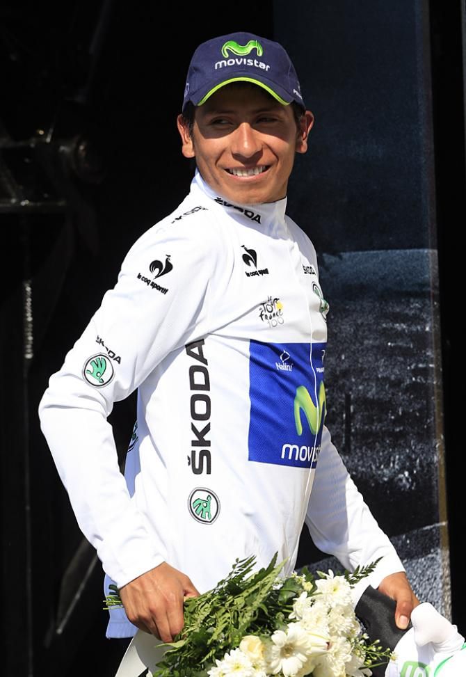 Nairo Quintana (Movistar) in the best young rider's jersey