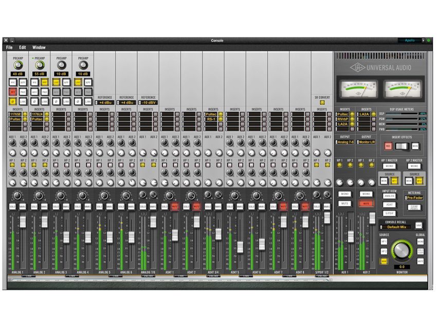 All of the Universal Audio Apollo's front-panel hardware features can be controlled using the main software interface, Console.