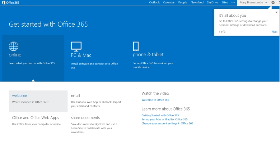 Office 365 screenshot