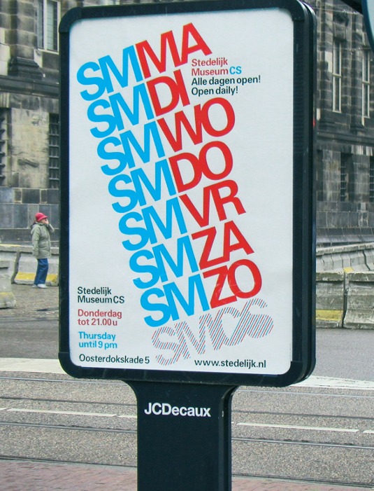 This Stedelijk Museum identity alludes to both Wim Crouwel's SM logo and the Dutch Post