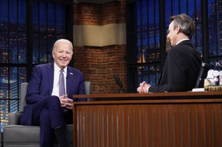 Joe Biden and Seth Meyers